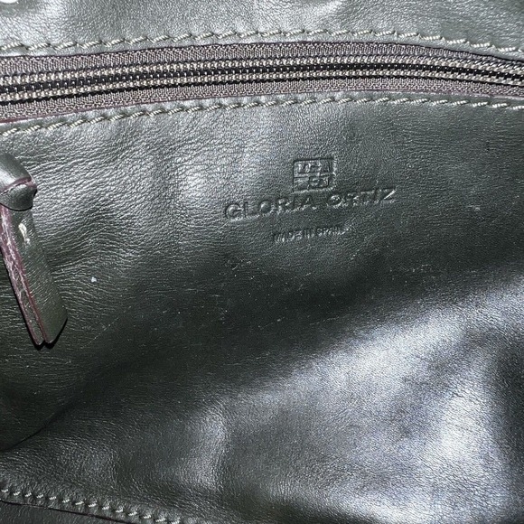 GLORIA ORTIZ GREEN LEATHER CONVERTIBLE SHOULDER HAND BAG LARGE SIZE - Picture 12 of 15